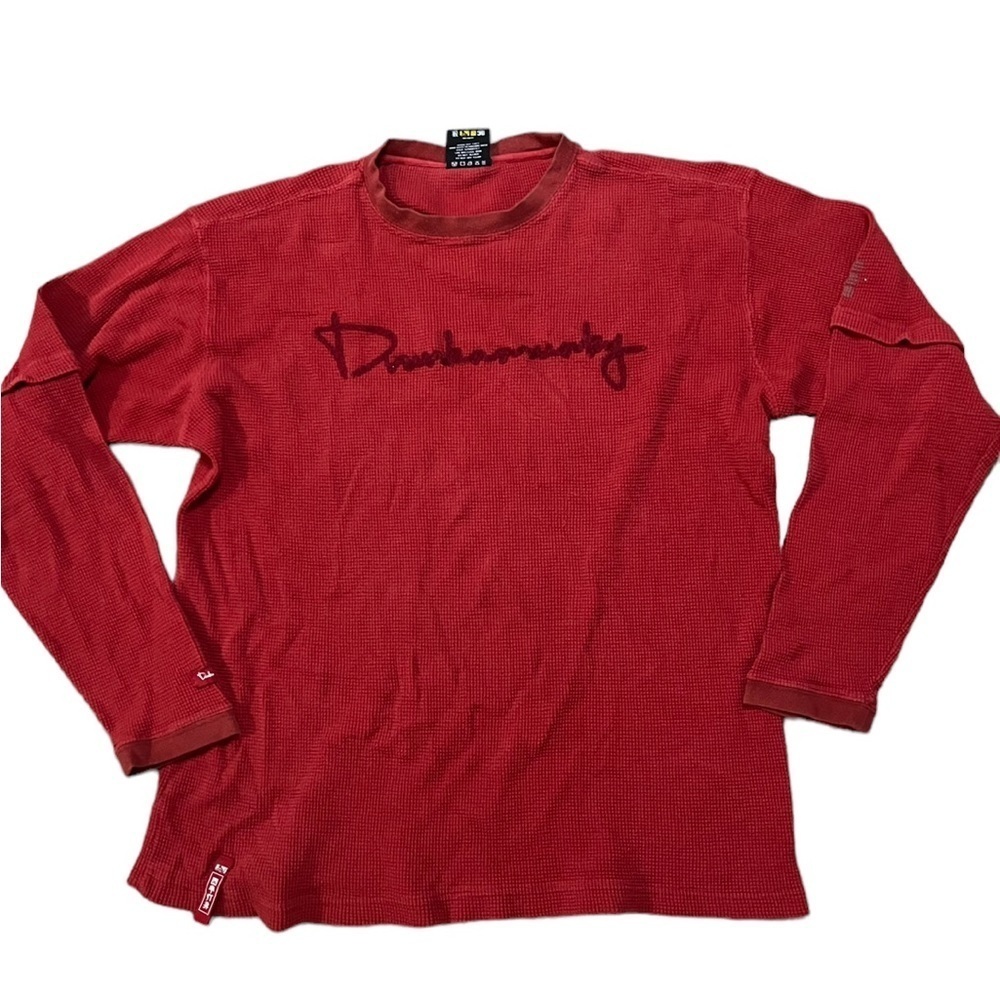 Drunknmunky Mens Long Sleeve Shirt Red Long John Thermal Material Size Large